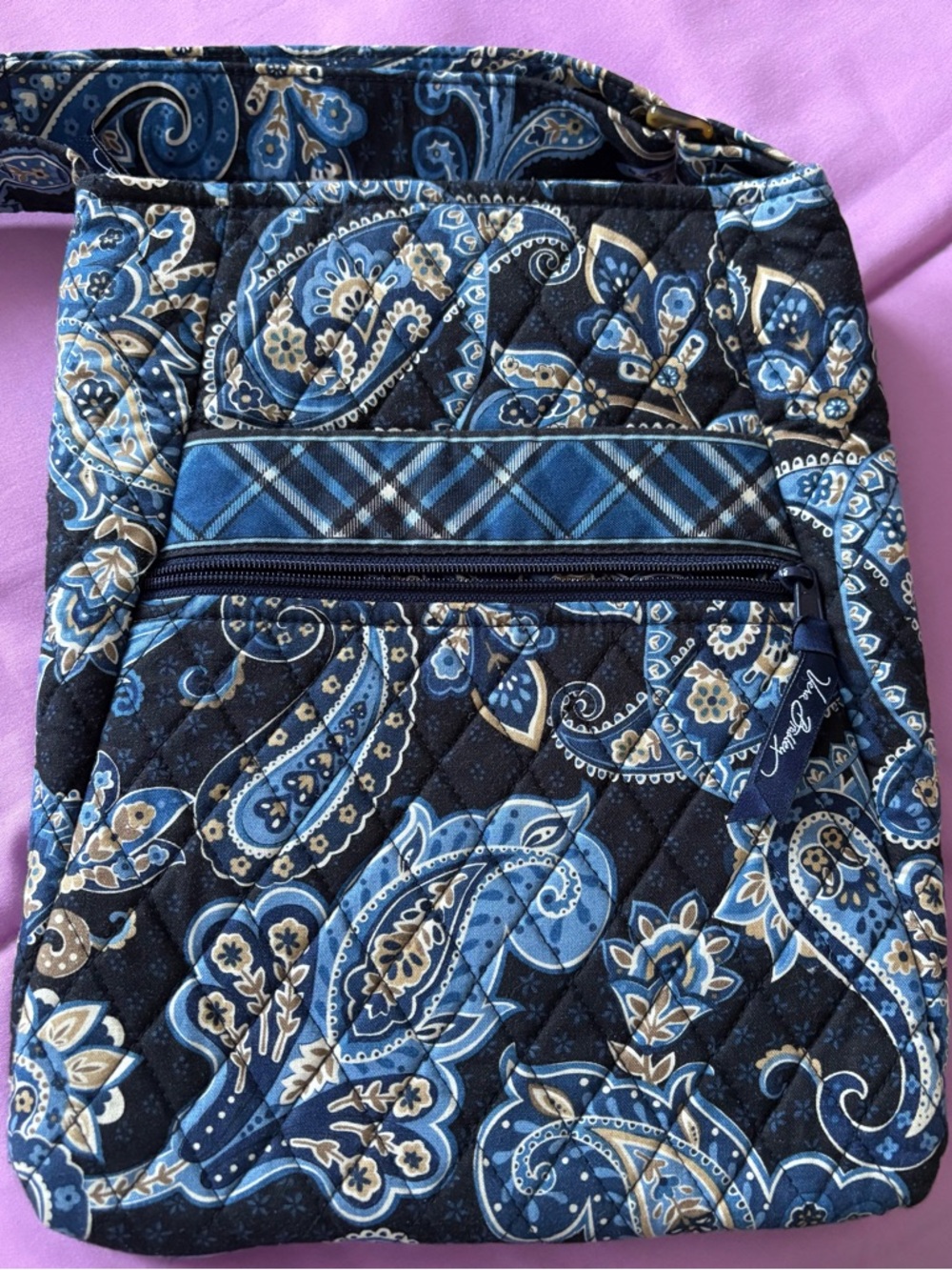 Vintage Vera Bradley Windsor Navy and Light Blue Paisley Quilted Crossbody